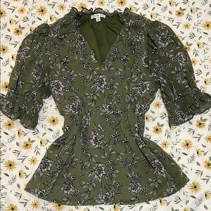 Ophelia Roe Floral Green Women's Top